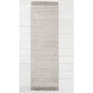 2'4" x 7' Bleached Jute Fringe Runner Gray - Hearth & Hand Magnolia BRAND NEW